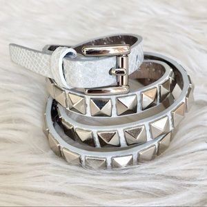 Michael Kors White and Silver Studded Belt